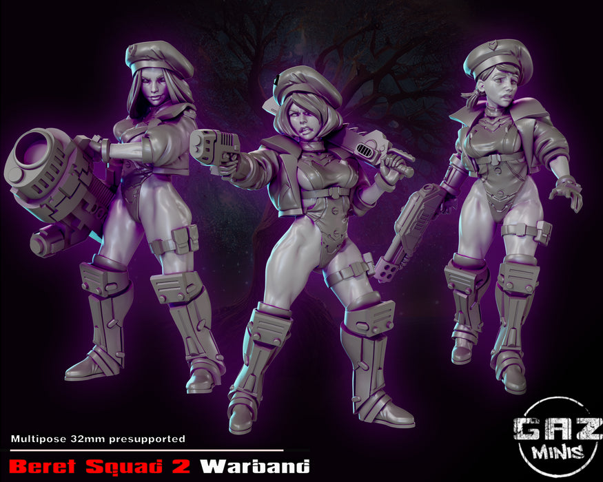 Beret Squad Miniatures | Pin-Ups of the Apocalypse | Fantasy Miniature | Gaz Minis