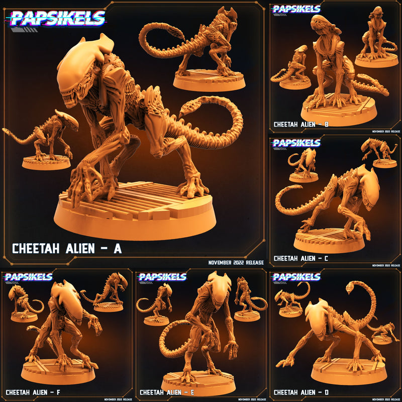 Cheetah Alien Miniatures | Aliens Vs Skull Hunters II | Sci-Fi Miniature | Papsikels