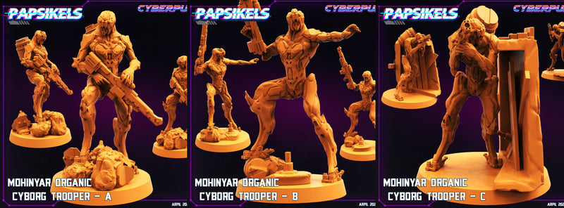 Mohinyar Organic Cyborg Trooper Miniatures | Cyberpunk | Sci-Fi Miniature | Papsikels TabletopXtra