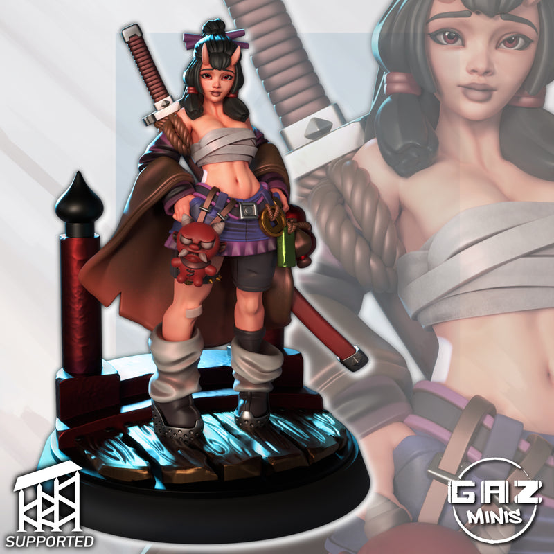 Oni Swordswoman Momoka | Fantasy Pin-Up | Gaz Minis | [Multi-Listing]