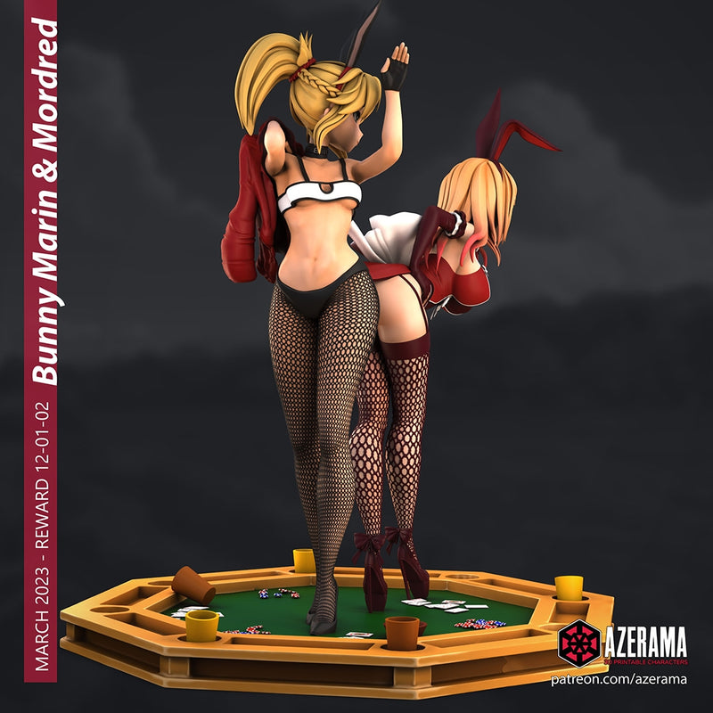 Bunny Marin & Mordred | Pin-Up Statue Fan Art Miniature Unpainted | Azerama