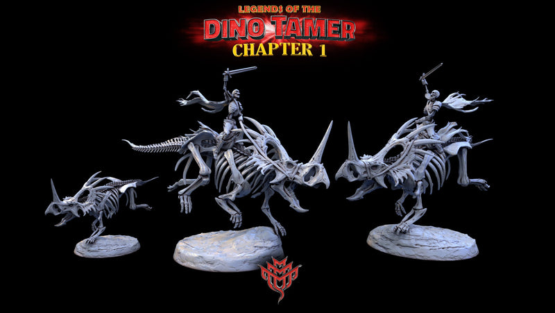 Morty and the Necratops (Pose 1) | Legends of the Dino Tamer: Chapter One | Fantasy Miniature | Mini Monster Mayhem TabletopXtra