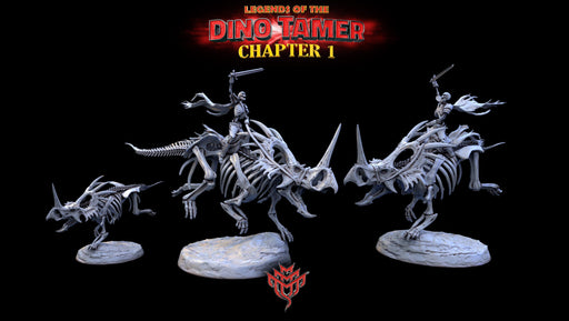 Morty and the Necratops (Pose 1) | Legends of the Dino Tamer: Chapter One | Fantasy Miniature | Mini Monster Mayhem TabletopXtra