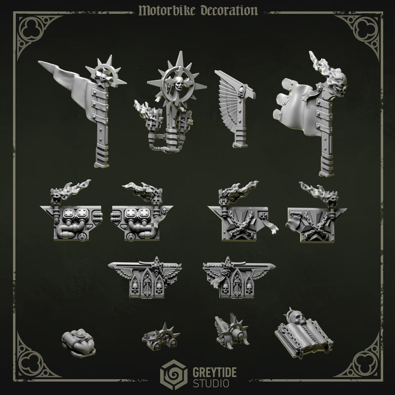 Bike Pack | Eternal Pilgrims | Conversion Bits For 28mm 32mm Sci-fi Marines