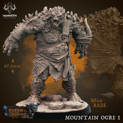 Mountain Ogre 1 | Flesh to Stone | Fantasy Tabletop Miniature | Mammoth Factory TabletopXtra