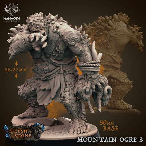 Mountain Ogre 3 | Flesh to Stone | Fantasy Tabletop Miniature | Mammoth Factory TabletopXtra