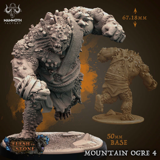 Mountain Ogre 4 | Flesh to Stone | Fantasy Tabletop Miniature | Mammoth Factory TabletopXtra