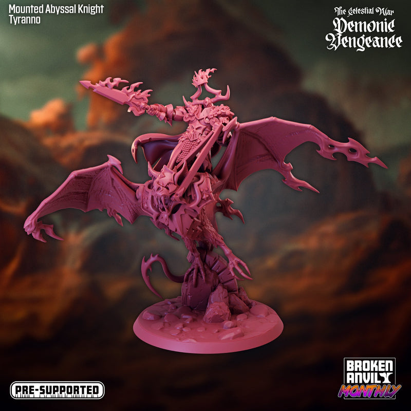Mounted Abyssal Knight Miniatures | The Celestial War Demonic Vengence | Tabletop RPG Miniature TabletopXtra