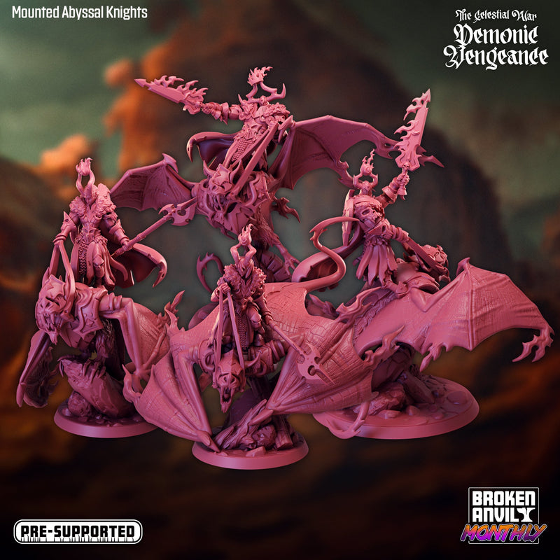 Mounted Abyssal Knight Miniatures | The Celestial War Demonic Vengence | Tabletop RPG Miniature TabletopXtra
