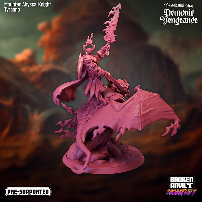 Mounted Abyssal Knight Miniatures | The Celestial War Demonic Vengence | Tabletop RPG Miniature TabletopXtra