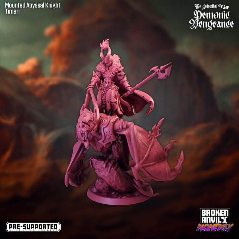 Mounted Abyssal Knight Miniatures | The Celestial War Demonic Vengence | Tabletop RPG Miniature TabletopXtra