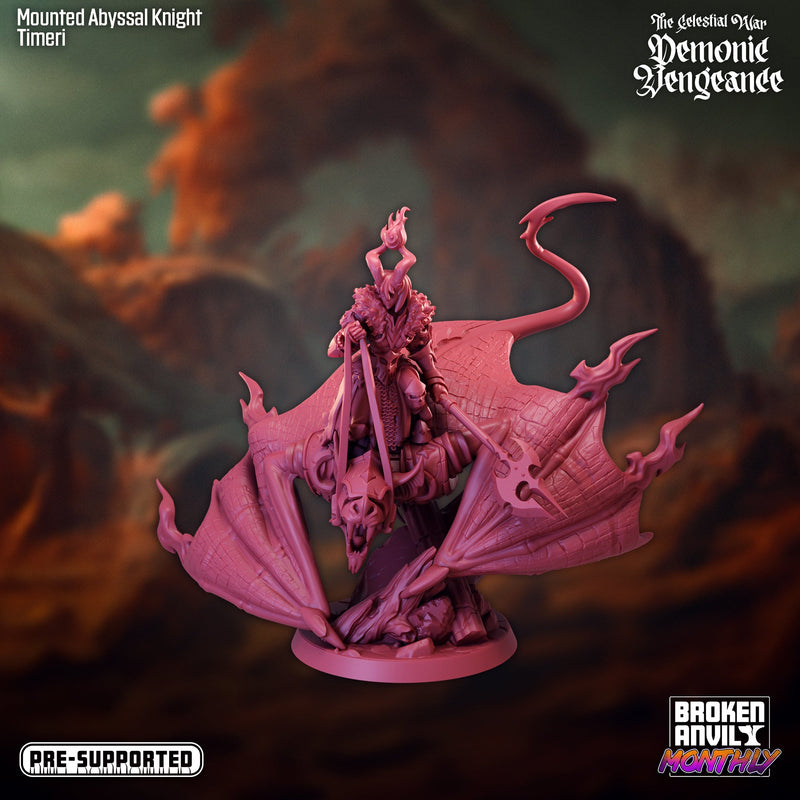 Mounted Abyssal Knight Timera | The Celestial War Demonic Vengence | Tabletop RPG Miniature TabletopXtra