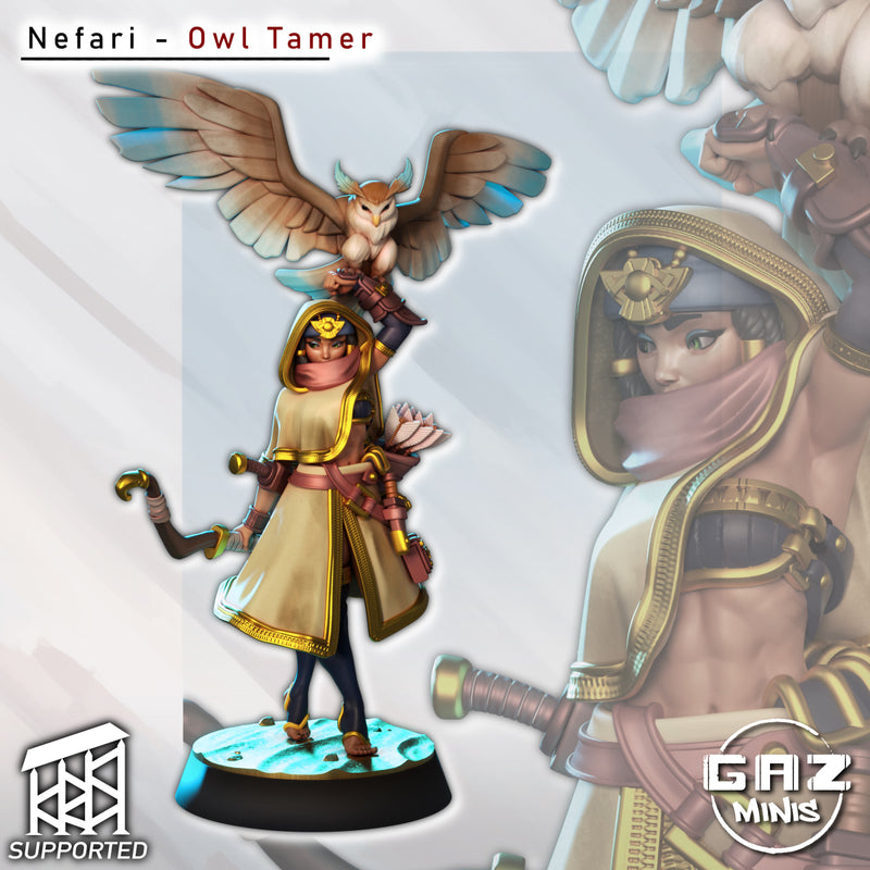 Owl Tamer Nefari | Fantasy Pin-Up | Gaz Minis
