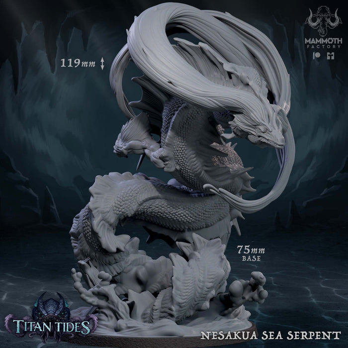 Nesakua Sea Serpent | Titan Tides | Fantasy Tabletop Miniature | Mammoth Factory