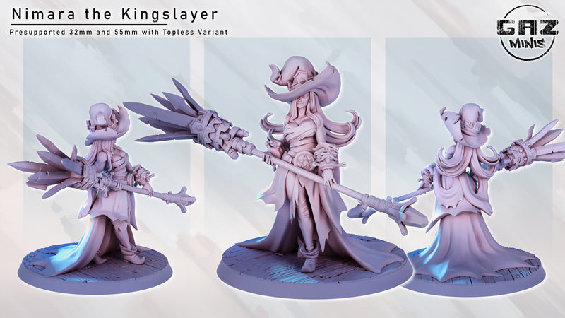 Witch Nimara the Kingslayer | Fantasy Pin-Up | Fantasy Miniature | Gaz Minis | [Multi-Listing]