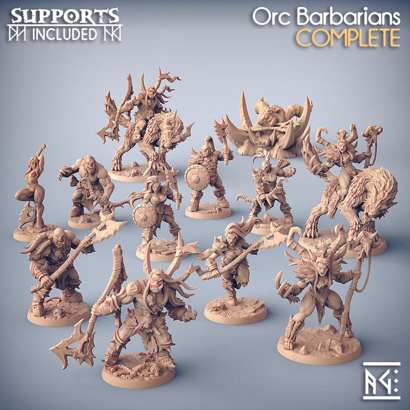 Orc Barbarian Miniatures (Full Set) | Fantasy D&D Miniature | Artisan Guild TabletopXtra