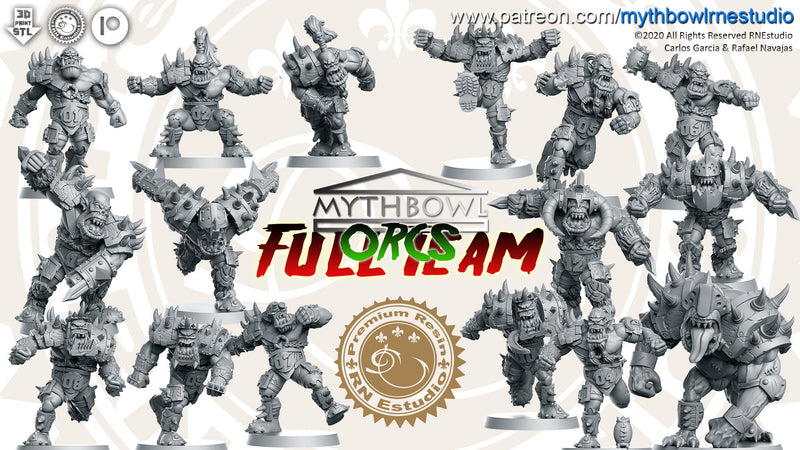 Orc Miniatures (Full Team) | Mythbowl | Fantasy Miniature | RN Estudio TabletopXtra