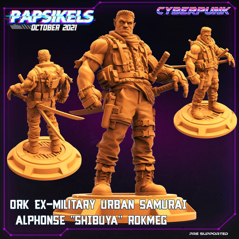Ork Ex-Military Urban Samurai Alphonse Shibuya Rokmeg | Bukunawa | Sci-Fi Miniature | Papsikels TabletopXtra