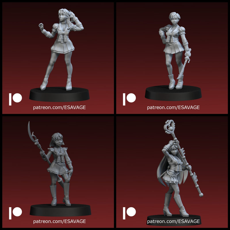Outer Scout Miniatures | Sailor Scouts | Fantasy Miniature | Ethan Savage Studios TabletopXtra