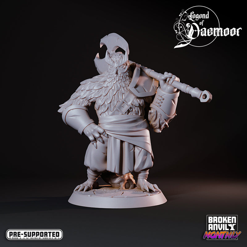 Owlfolk Barbarian w/ Battle Axe | Legend of Daemoor | Tabletop RPG Miniature TabletopXtra