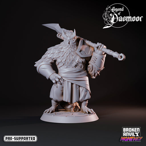 Owlfolk Barbarian w/ Spear | Legend of Daemoor | Tabletop RPG Miniature TabletopXtra