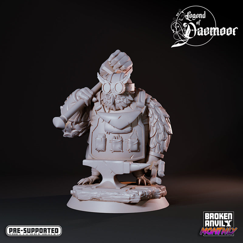 Owlfolk Blacksmith | Legend of Daemoor | Tabletop RPG Miniature TabletopXtra