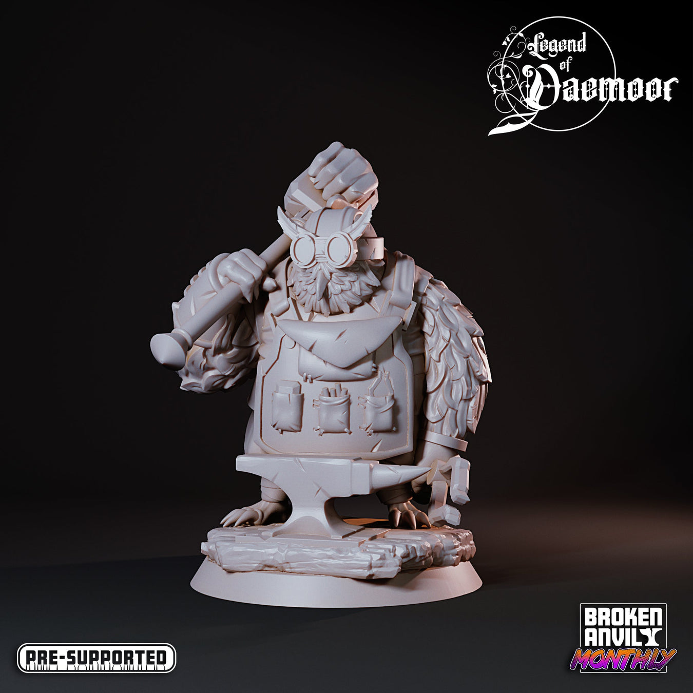 Owlfolk Blacksmith | Legend of Daemoor | Tabletop RPG Miniature TabletopXtra