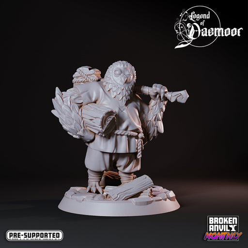 Owlfolk Woodcutter | Legend of Daemoor | Tabletop RPG Miniature TabletopXtra