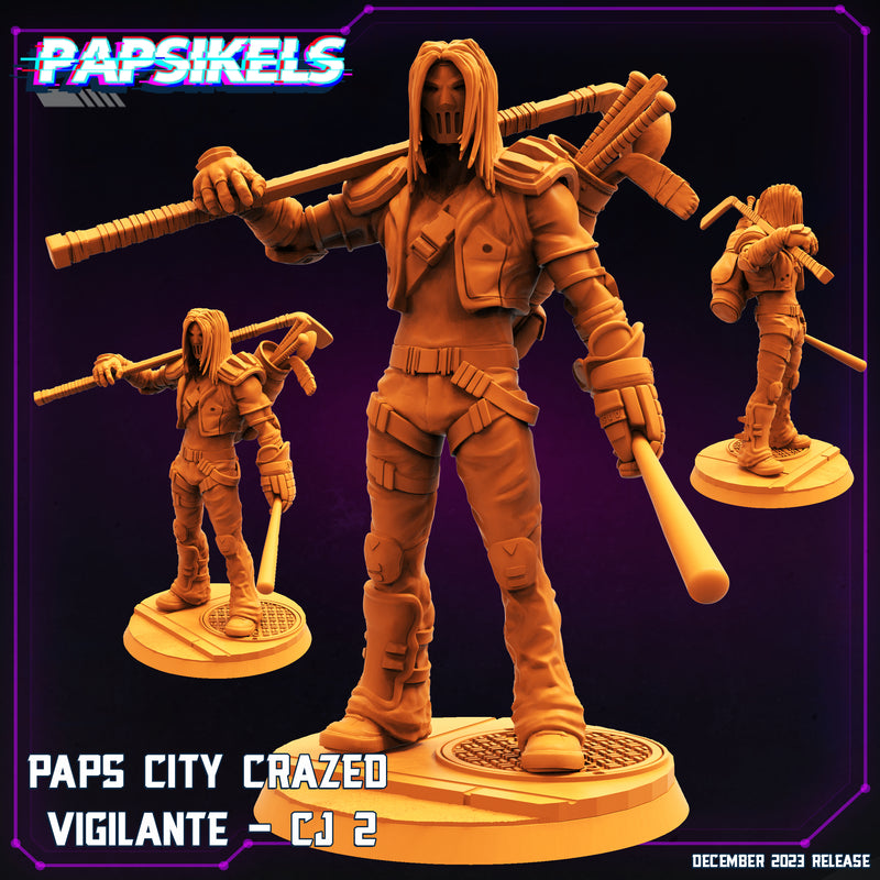 Crazed Vigilante CJ Miniatures | Cyberpunk | Sci-Fi Miniature | Papsikels