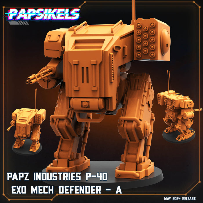 P-40 Exo Mech Defender A | Democracy Troopers Bugs and Bots | Sci-Fi Miniature | Papsikels