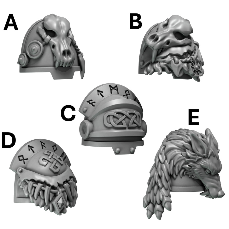 Big Pauldrons Pack 1 Primal Hounds Conversion Bits For 28mm 32mm Sci-fi Space Knights