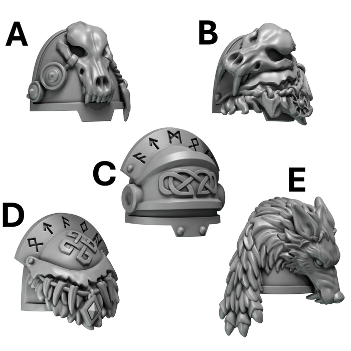 Space Warrior Big Pauldrons Pack 1 | Primal Hounds | Grey Tide Studio | Sci-Fi Grimdark Custom Bitz Wargaming Miniatures 28mm 32mm