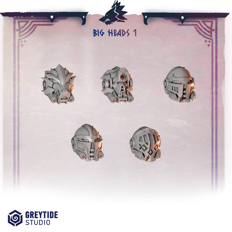 Big Helmets Pack Primal Hounds Conversion Bits For 28mm 32mm Sci-fi Space Knights