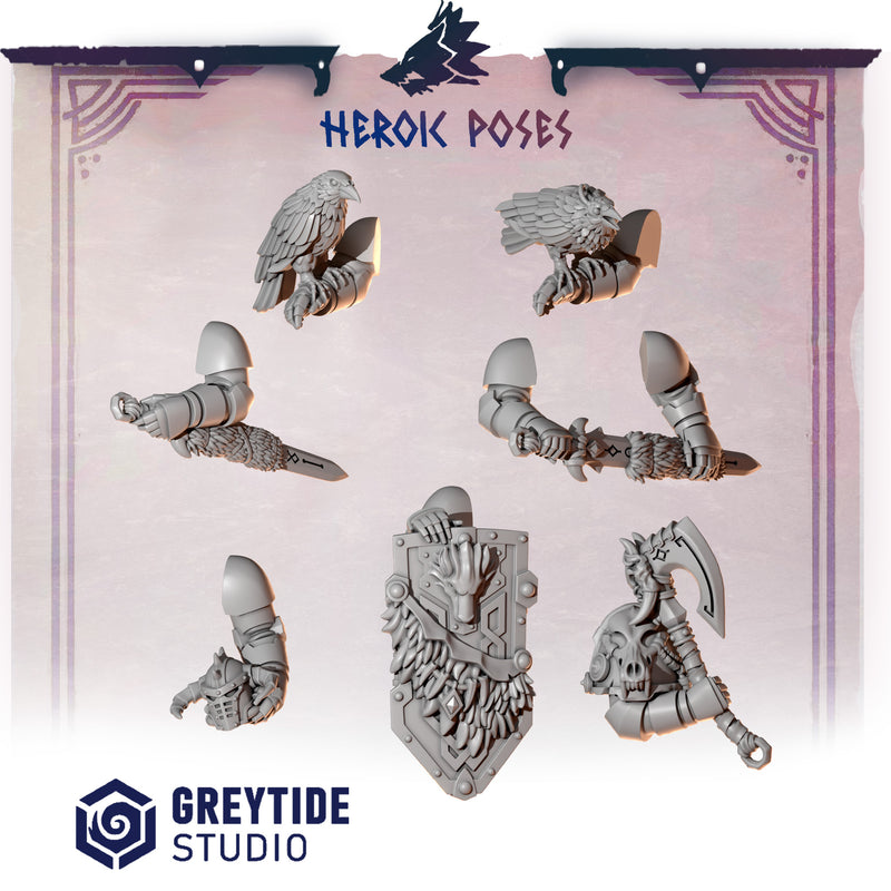 Heroic Pose Pack | Primal Hounds | Conversion Bits For 28mm 32mm Sci-fi Space Knights