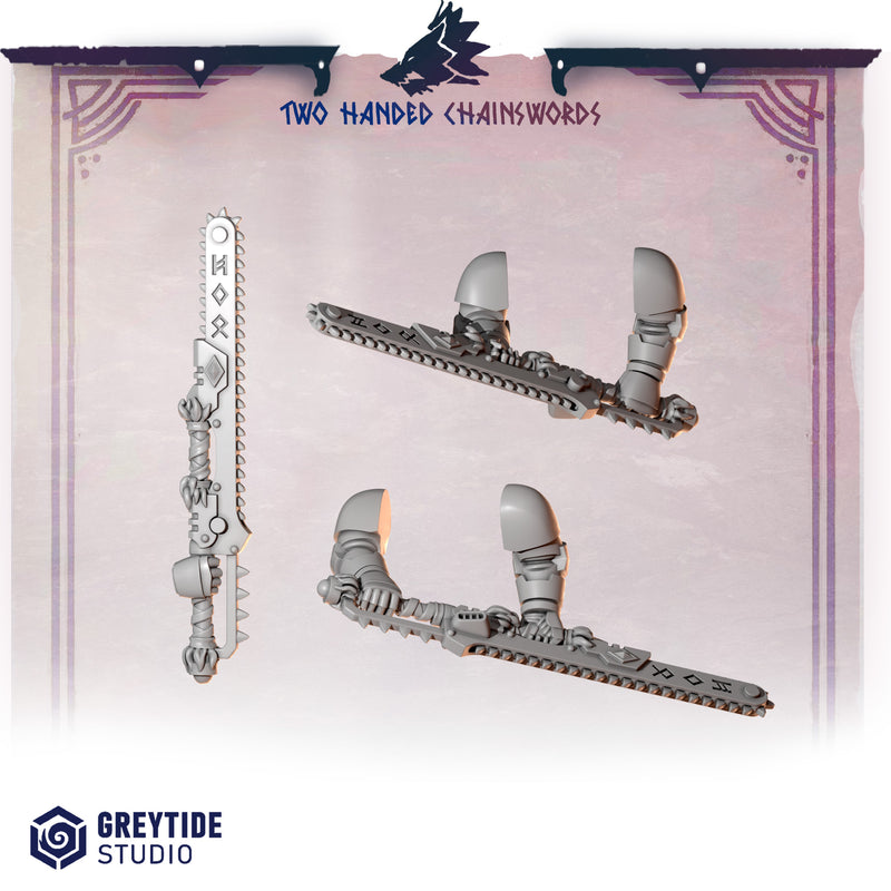 Two Handed Toothed Swords | Primal Hounds | Conversion Bits For 28mm 32mm Sci-fi Space Knights
