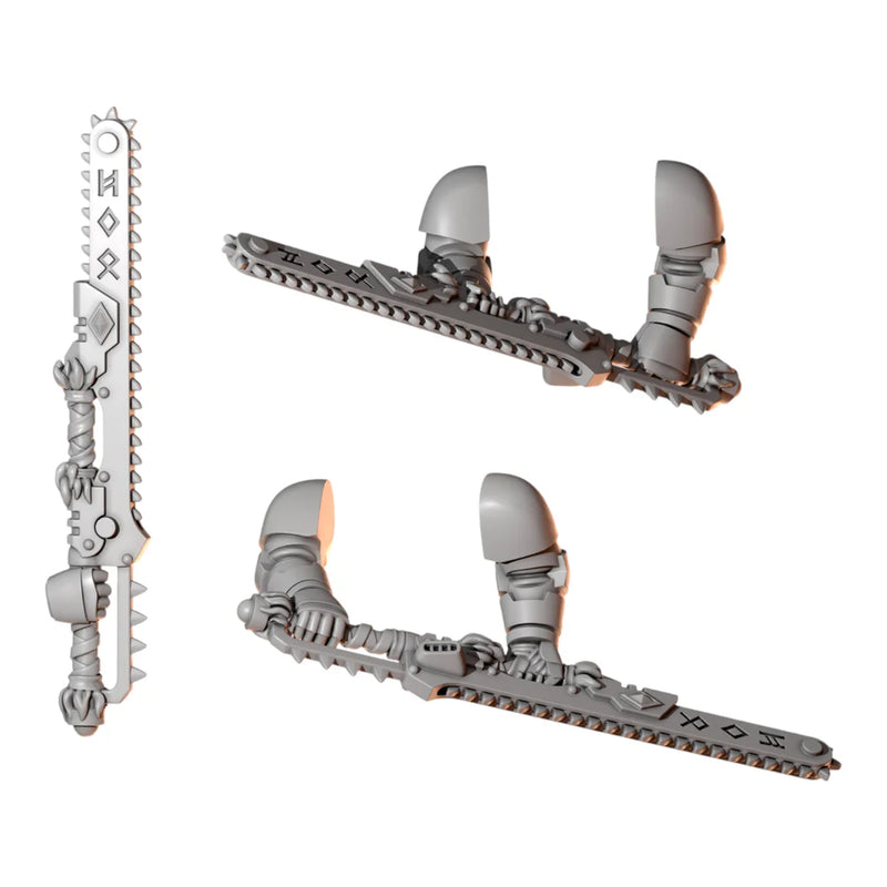 Two Handed Toothed Swords | Primal Hounds | Conversion Bits For 28mm 32mm Sci-fi Space Knights