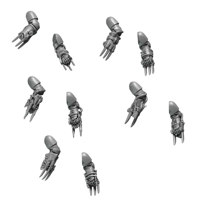 5x Pairs Space Warrior Claws | Primal Hounds | Grey Tide Studio | Sci-Fi Grimdark Custom Bitz Wargaming Miniatures 28mm 32mm
