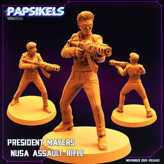 President Mayers w/ Nusa Assault Rifle | Cyberpunk | Sci-Fi Miniature | Papsikels