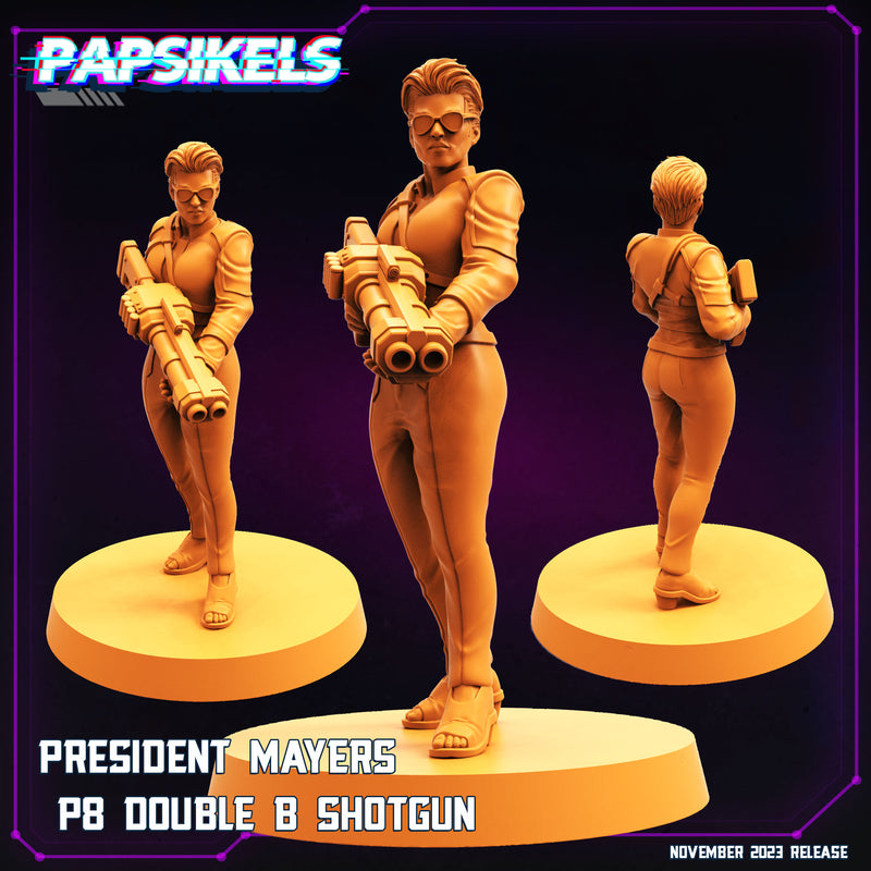 President Mayers w/ Double B Shotgun | Cyberpunk | Sci-Fi Miniature | Papsikels