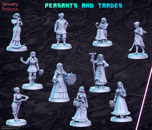 Peasants and Trades Miniatures (Full Set) | Fantasy Miniature | RN Estudio TabletopXtra