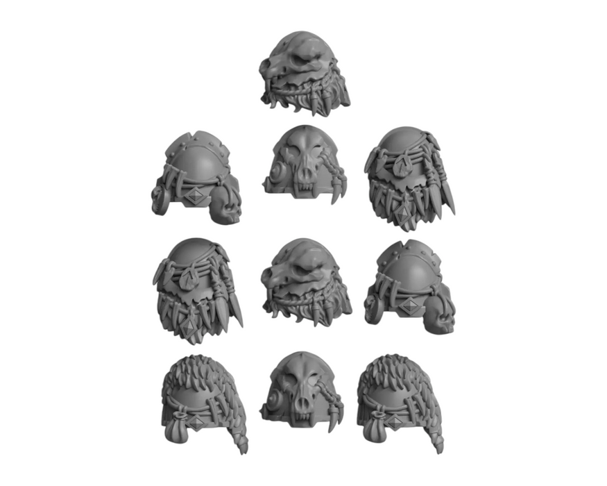 Space Warrior Pauldrons Pack 1 | Primal Hounds | Grey Tide Studio | Sci-Fi Grimdark Custom Bitz Wargaming Miniatures 28mm 32mm