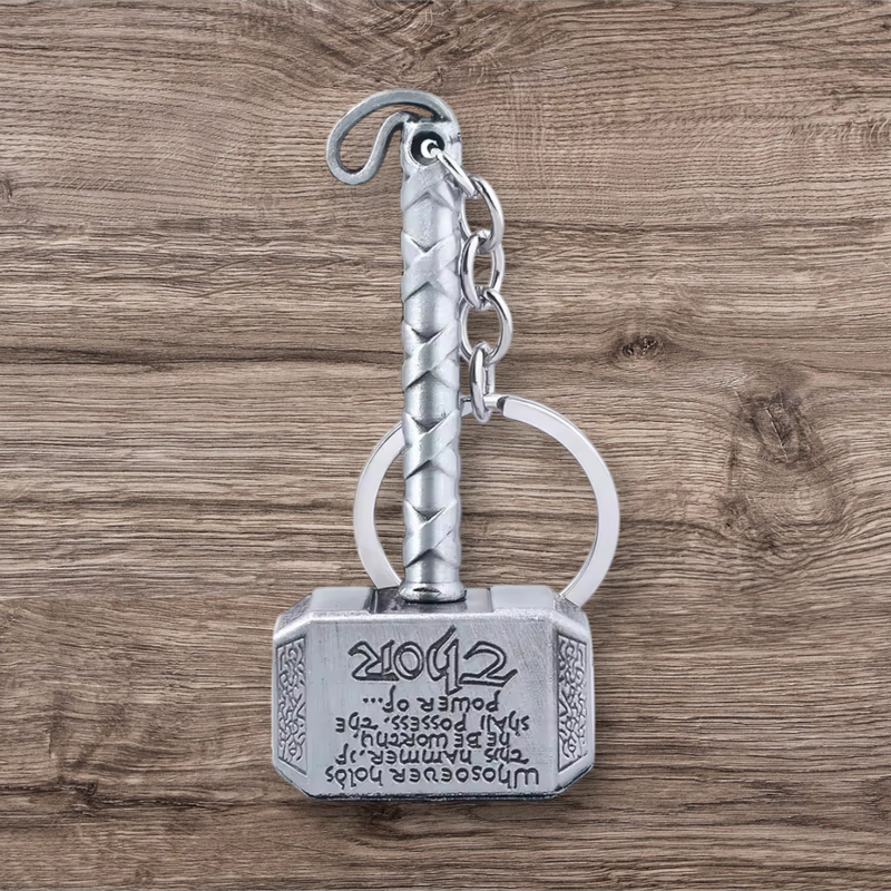 Mjolnir Hammer Engraved - Metal Keyring