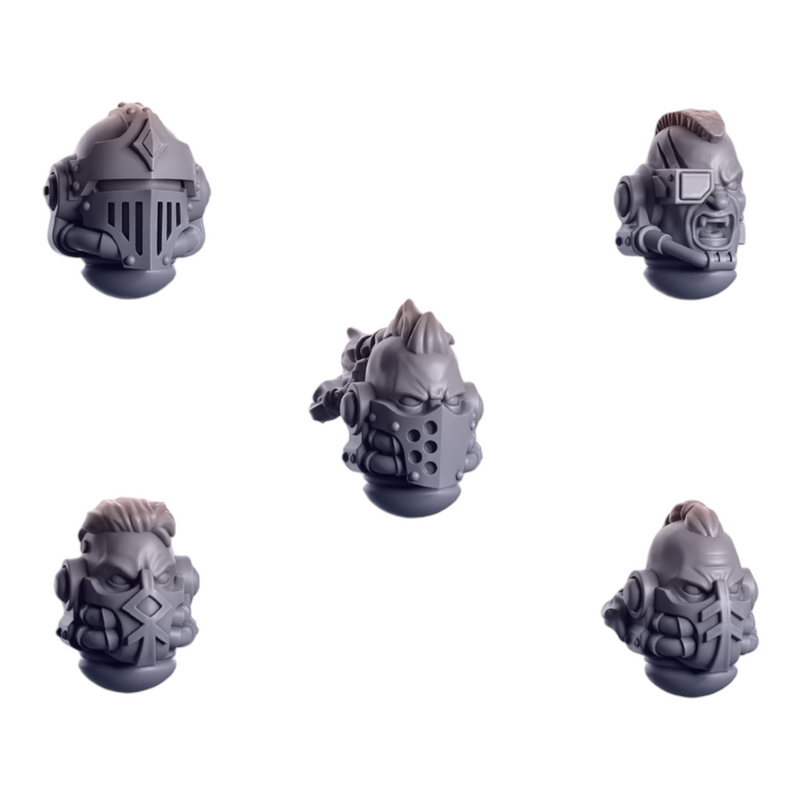 Heads Pack 6 Primal Hounds Conversion Bits For 28mm 32mm Sci-fi Space Knights