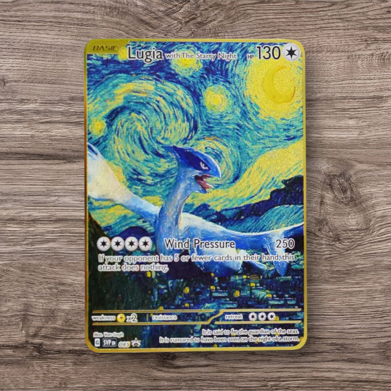 Metal Pokemon Card in Artistic Van Gogh Inspired Style