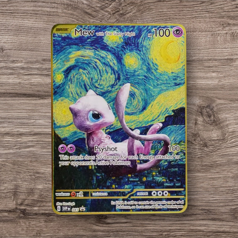 Metal Pokemon Card in Artistic Van Gogh Inspired Style