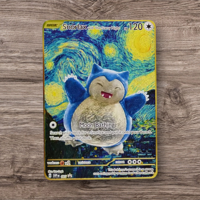 Metal Pokemon Card in Artistic Van Gogh Inspired Style