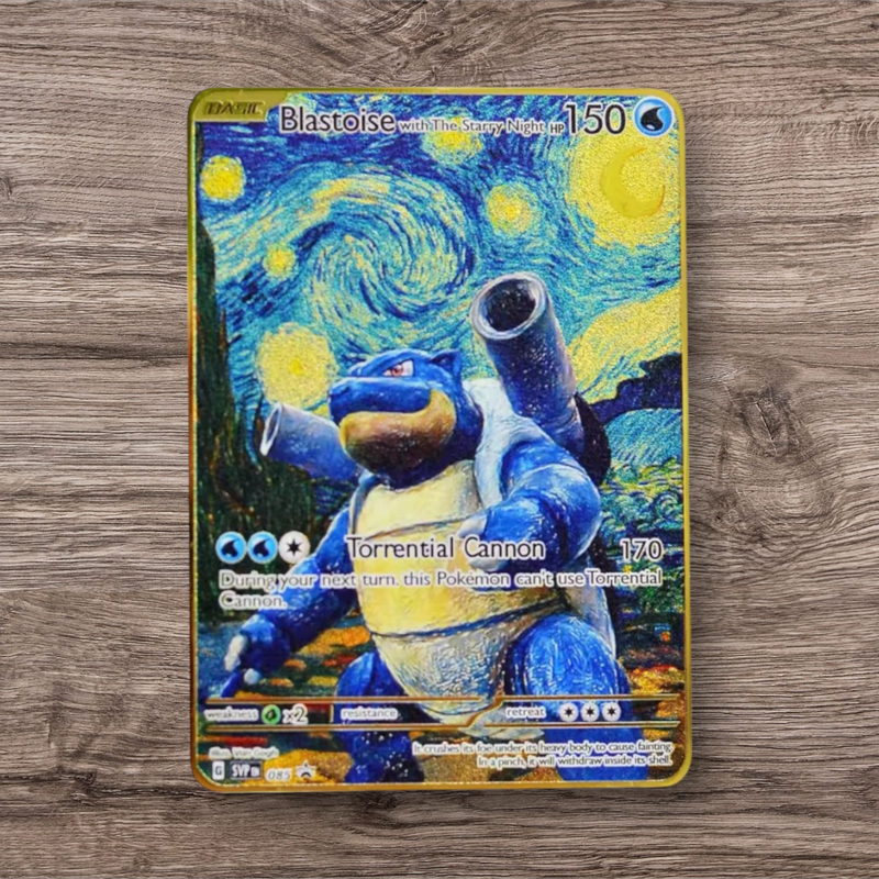 Metal Pokemon Card in Artistic Van Gogh Inspired Style