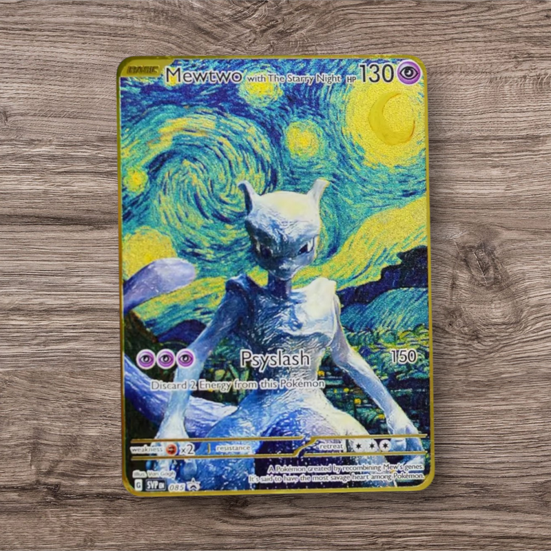 Metal Pokemon Card in Artistic Van Gogh Inspired Style