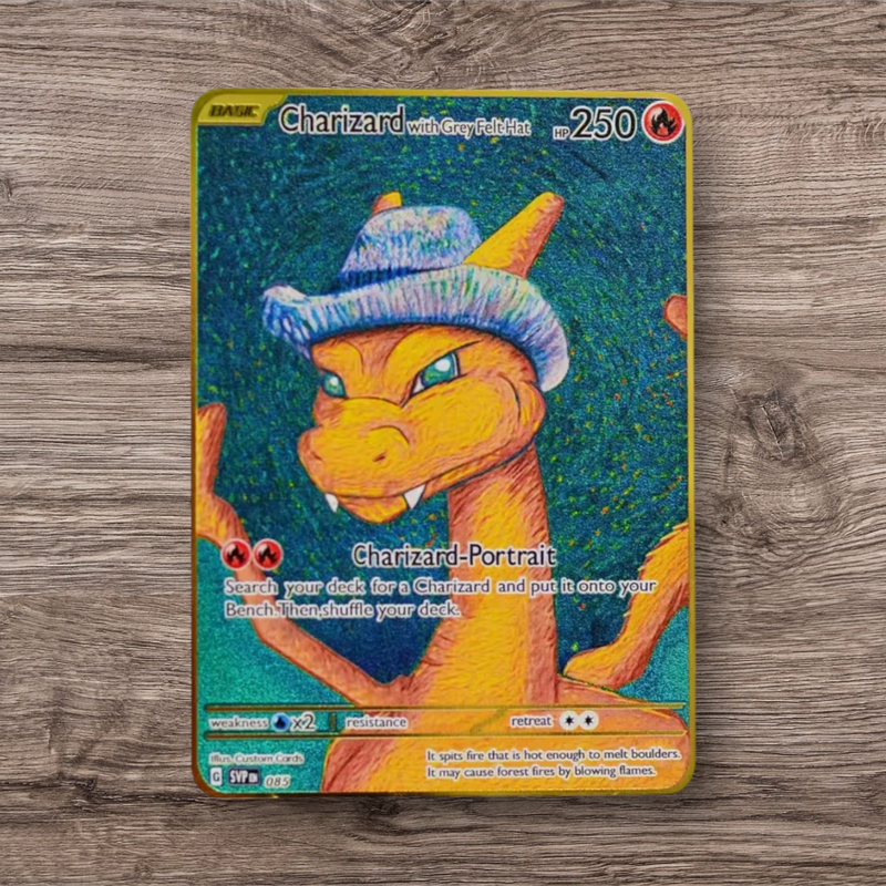 Metal Pokemon Card in Artistic Van Gogh Inspired Style