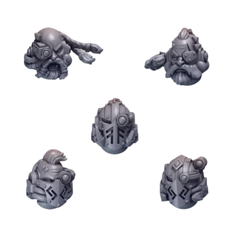 Heads Pack 5 Primal Hounds Conversion Bits For 28mm 32mm Sci-fi Space Knights
